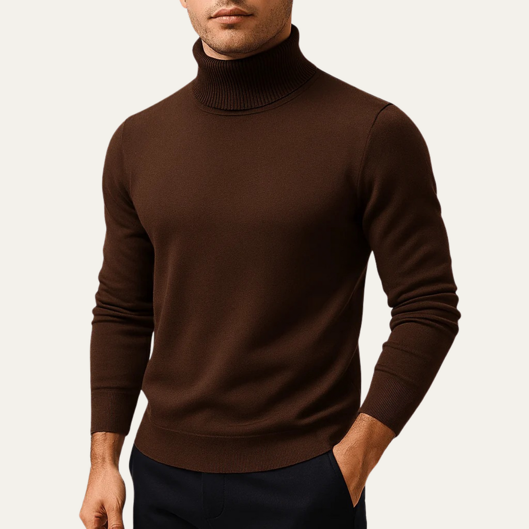 Maglione Dolcevita Uomo Slim Fit Girocollo Morbido