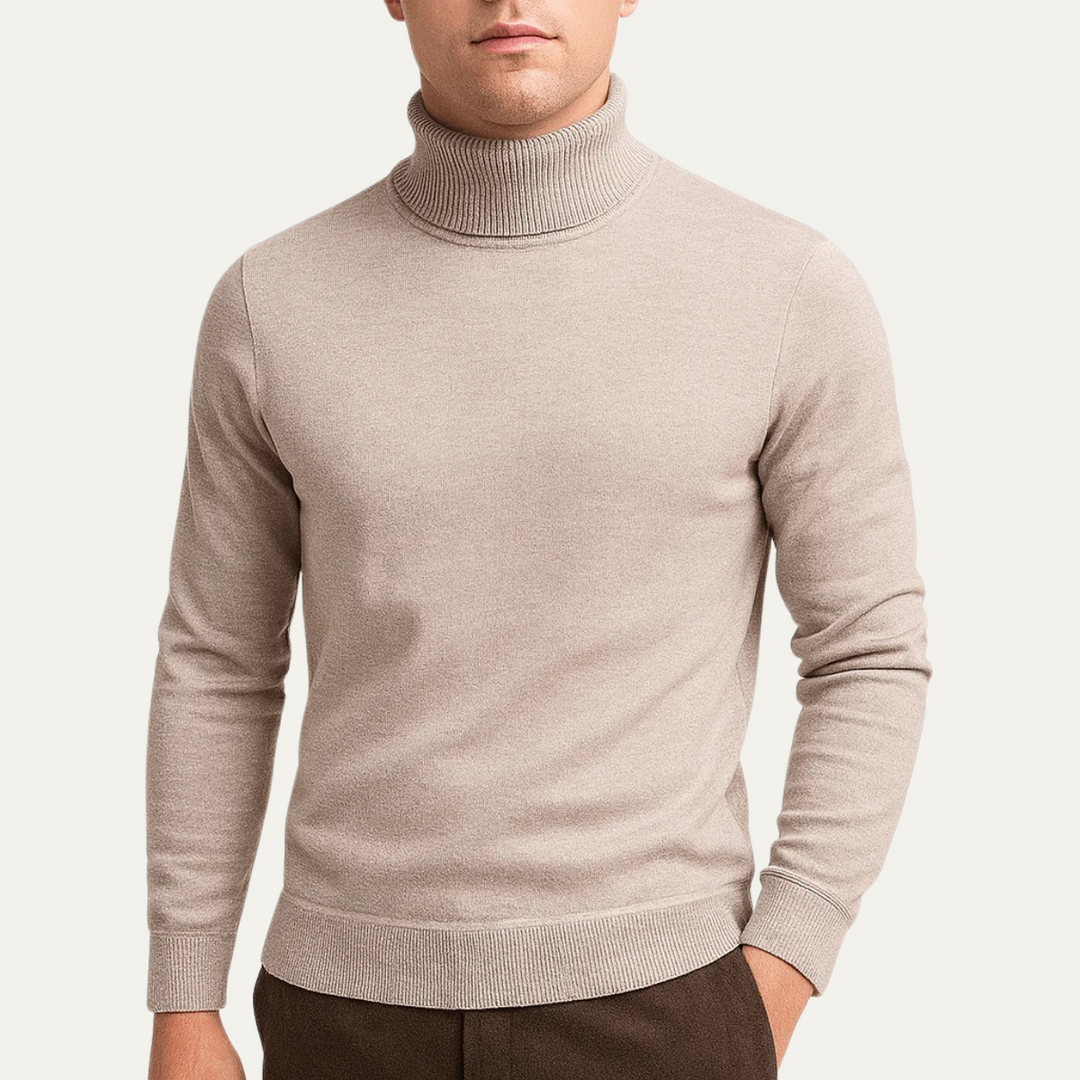 Maglione Dolcevita Uomo Slim Fit Girocollo Morbido