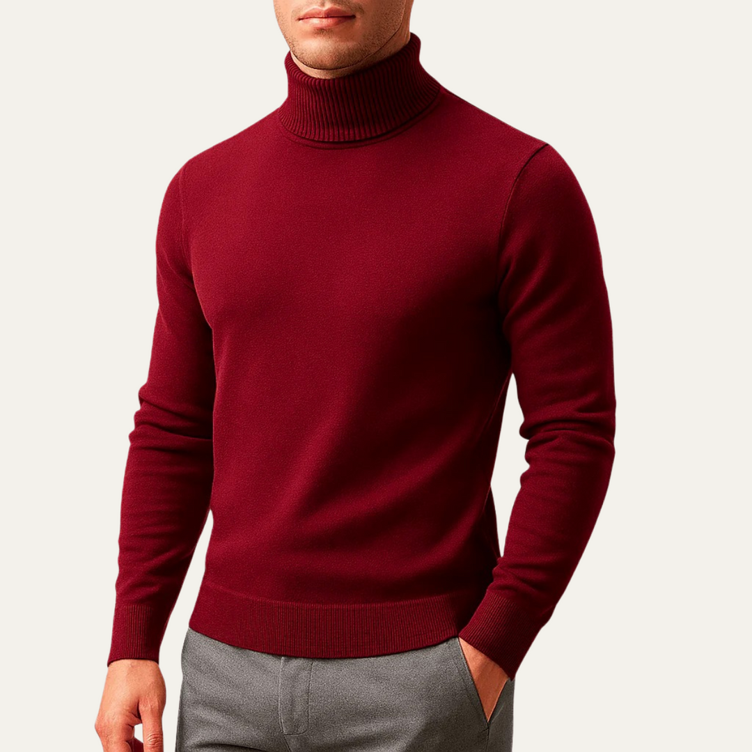 Maglione Dolcevita Uomo Slim Fit Girocollo Morbido