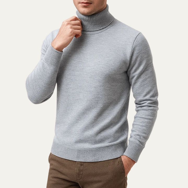 Maglione Dolcevita Uomo Slim Fit Girocollo Morbido
