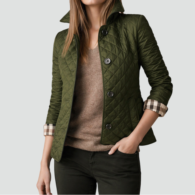 Giacca Donna Trapuntata Regular Fit con Collo e Bottoni