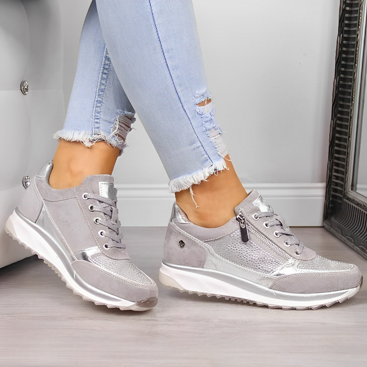 Sneakers Donna Comode con Zip e Suola Ammortizzata