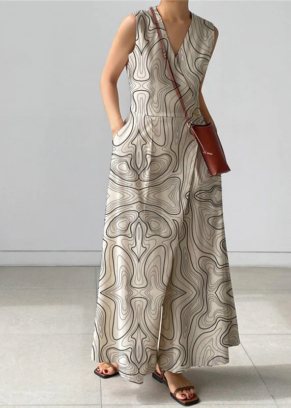Classico Jumpsuit Donna Scollo a V con Tasche