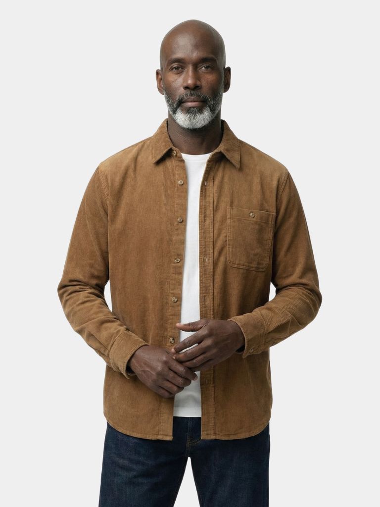 Classica Camicia Uomo Velluto a Coste Casual Elegante
