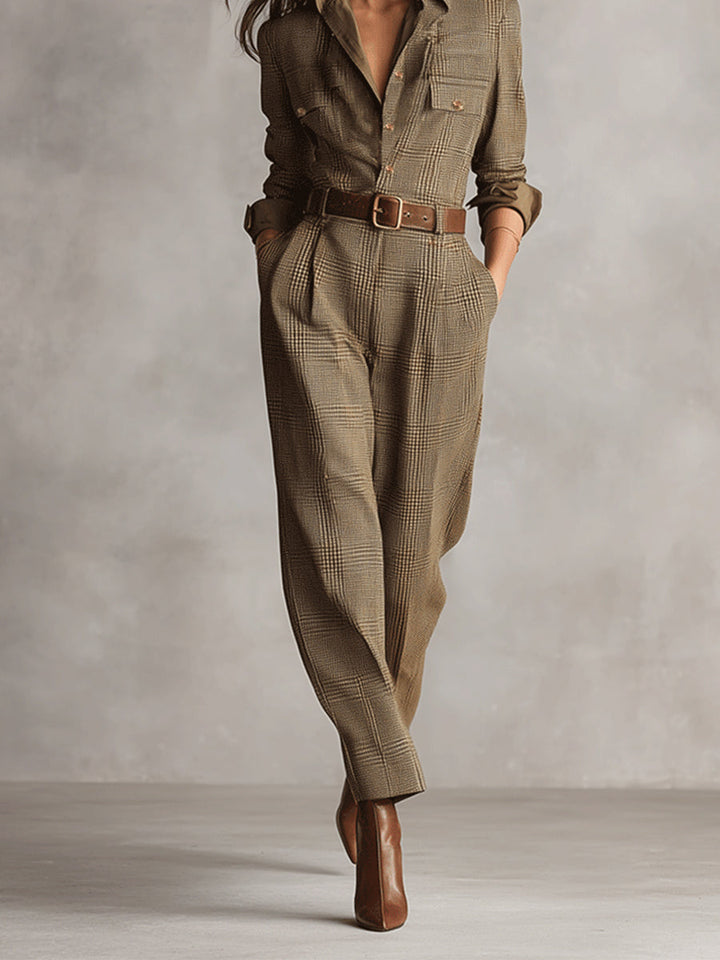 Jumpsuit donna elegante marrone