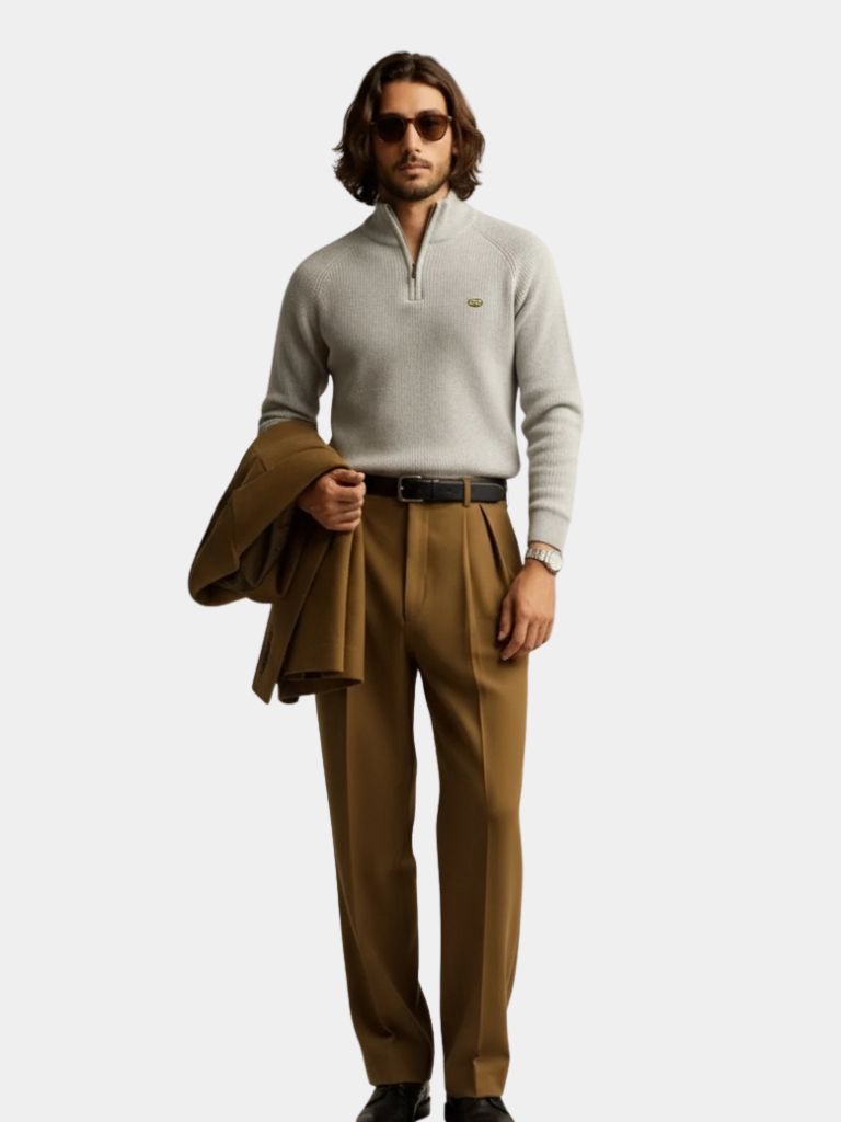 Elegante maglione con zip a un quarto