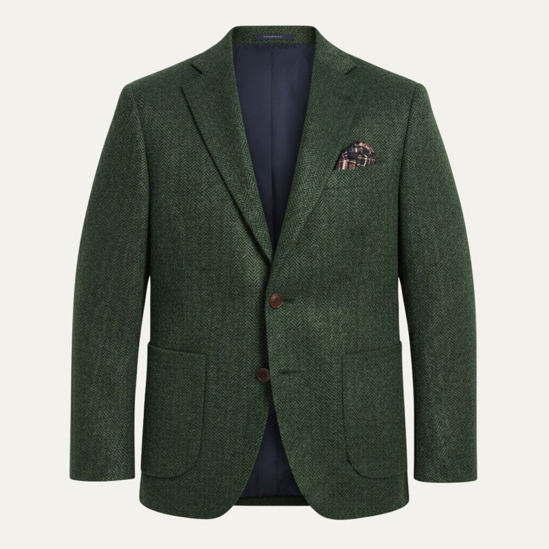 Blazer Uomo in Lana Tweed Herringbone Monopetto