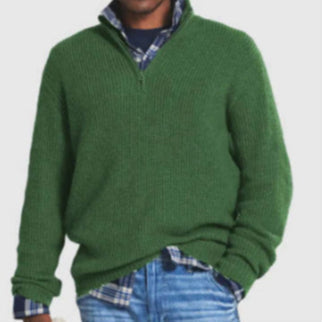 Maglione Uomo con Zip e Collo Alto Vestibilità Comoda