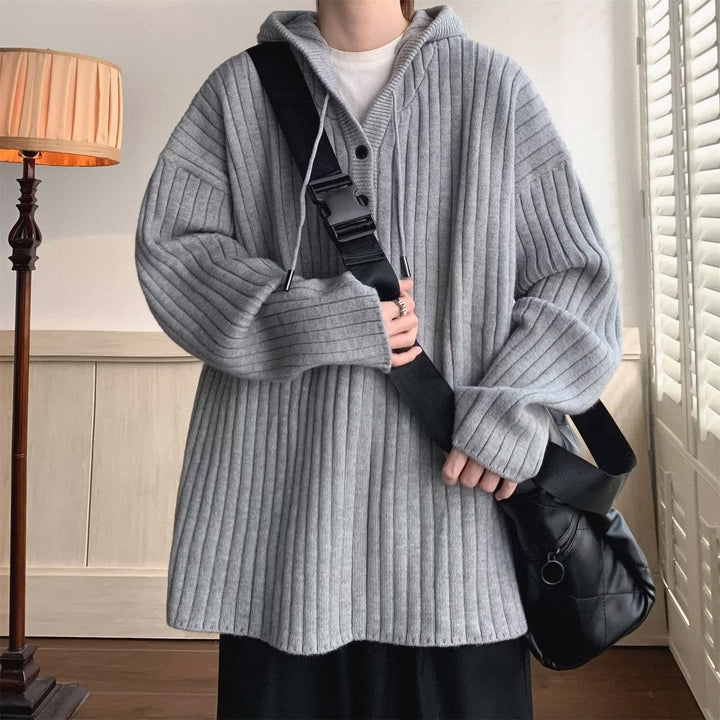Cardigan Uomo in Maglia Waffle Vestibilità Ampia