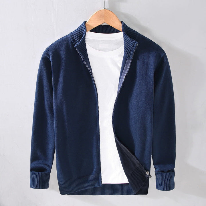 Cardigan Slim Fit Uomo in Cotone a Tinta Unita