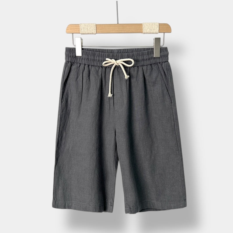 Elegante Pantaloncini Uomo Relaxed Fit Vita Media Tasche