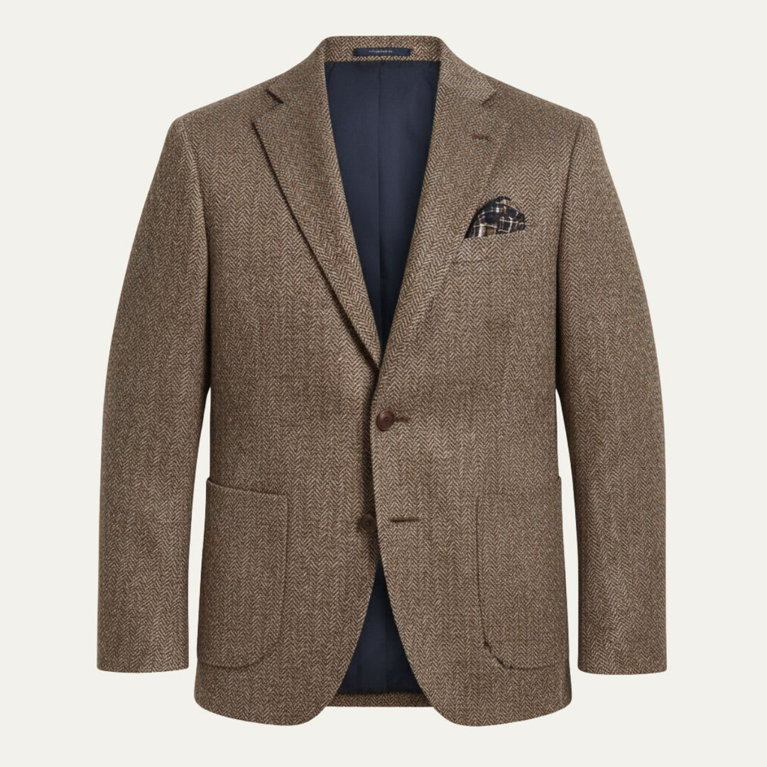 Blazer Uomo in Lana Tweed Herringbone Monopetto
