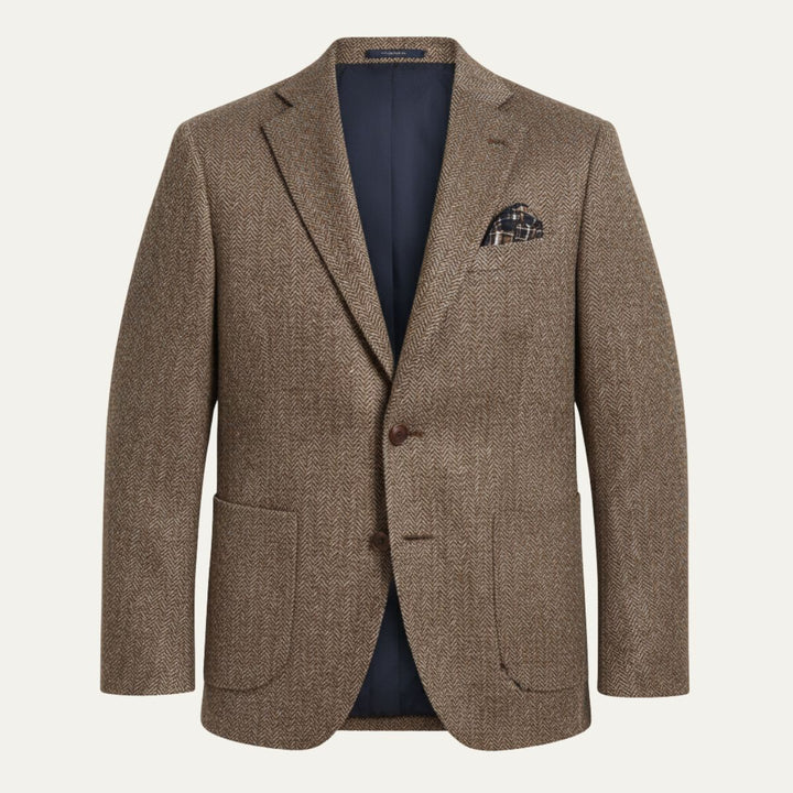 Blazer Uomo in Lana Tweed Herringbone Monopetto