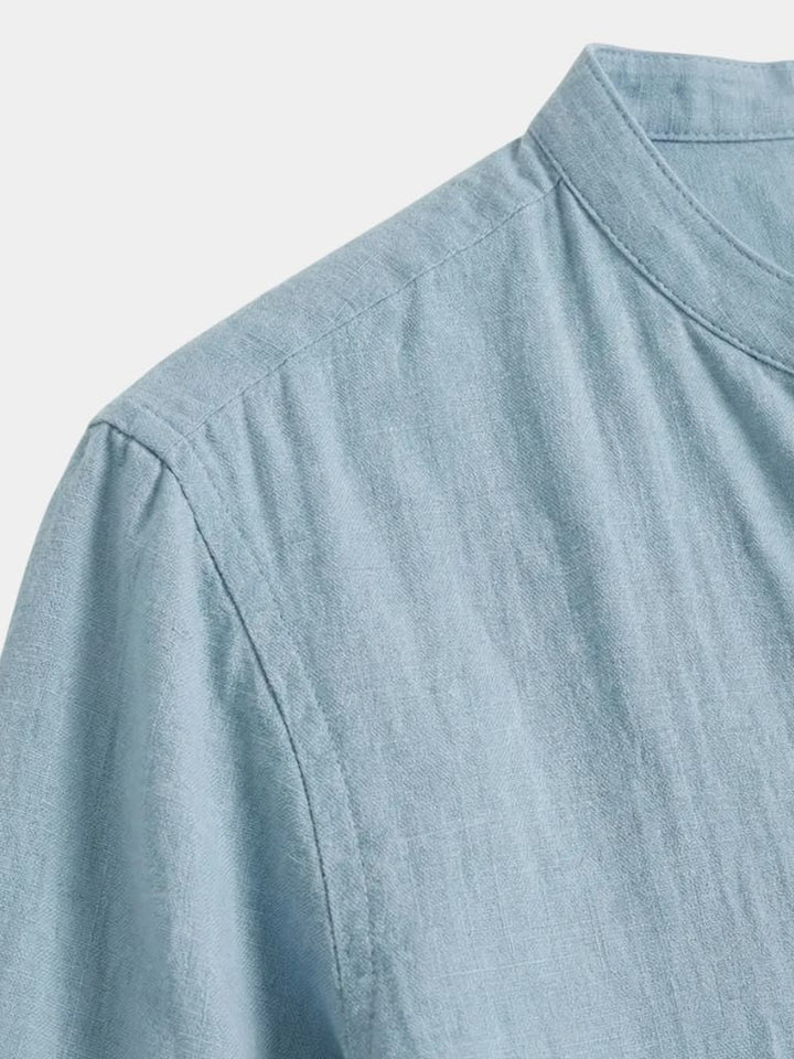 Classica Camicia Henley Manica Lunga Uomo Casual