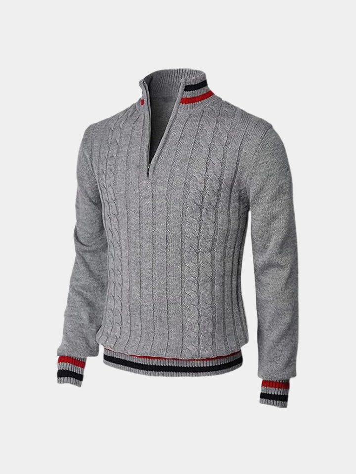 Maglione essenziale con collo alto e mezza zip