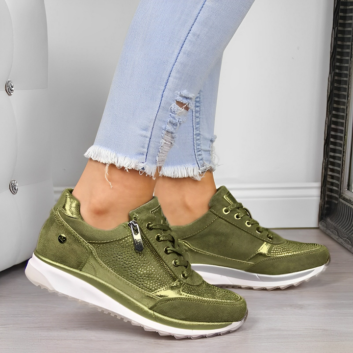Sneakers Donna Comode con Zip e Suola Ammortizzata
