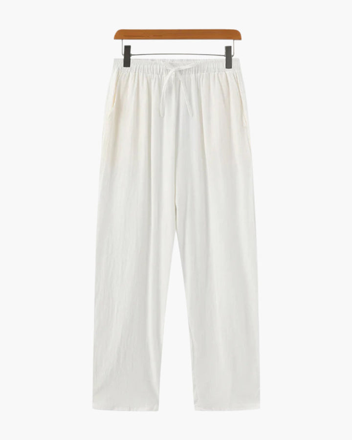 Pantalone in Lino Uomo Vita Elastica Taglio Ampio