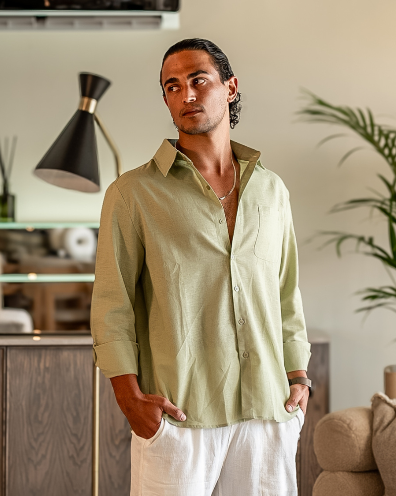 Camicia in Lino Uomo 100% Lino Vestibilità Oversize