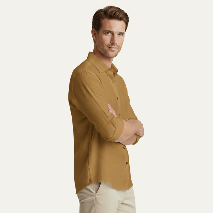 Classica Camicia Uomo Zurich Vintage Manica Lunga Lino