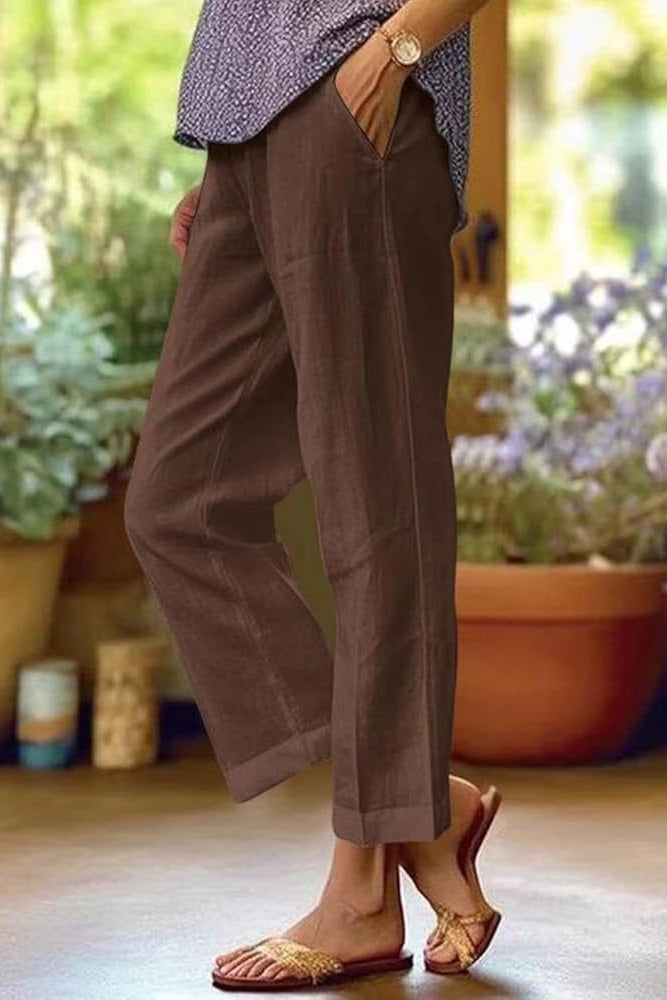 Pantaloni Donna a Gamba Dritta Leggeri per l'Estate