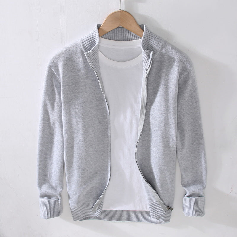 Cardigan Slim Fit Uomo in Cotone a Tinta Unita