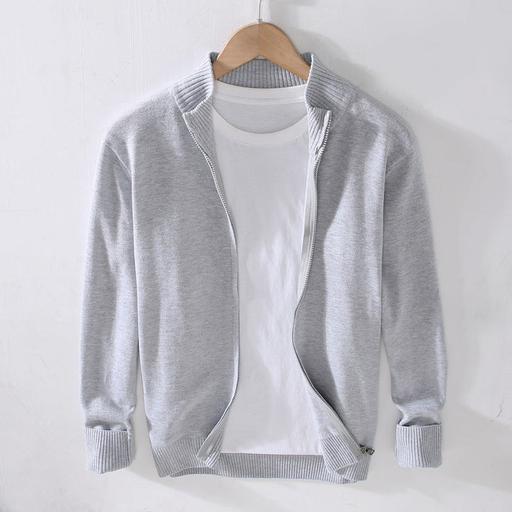 Cardigan Slim Fit Uomo in Cotone a Tinta Unita