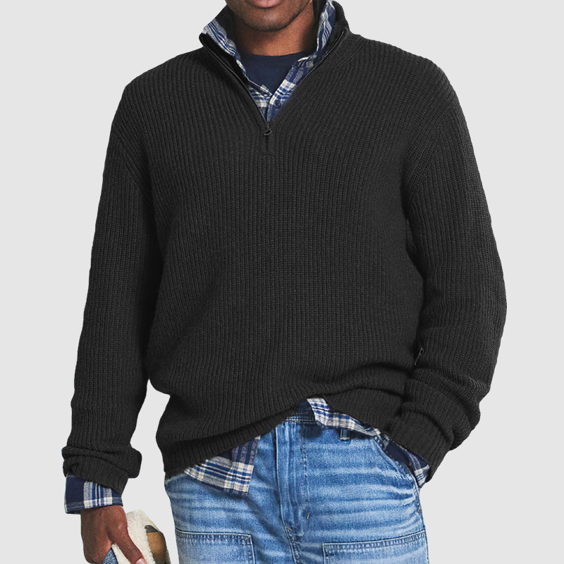 Maglione Uomo con Zip e Collo Alto Vestibilità Comoda