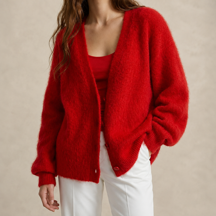 Cardigan Donna Oversize Effetto Morbido Caldo e Accogliente