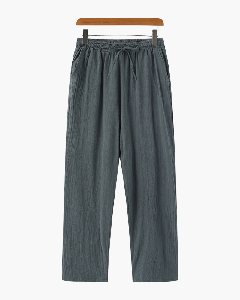 Pantalone in Lino Uomo Vita Elastica Taglio Ampio