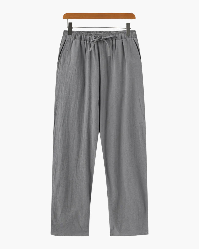 Pantalone in Lino Uomo Vita Elastica Taglio Ampio