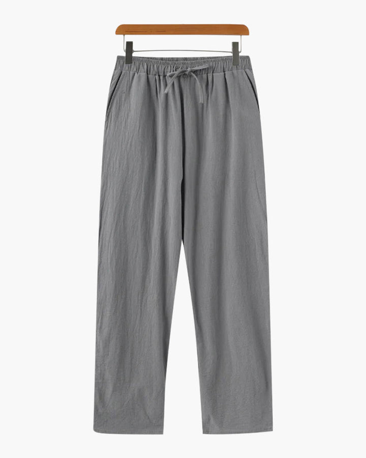Pantalone in Lino Uomo Vita Elastica Taglio Ampio