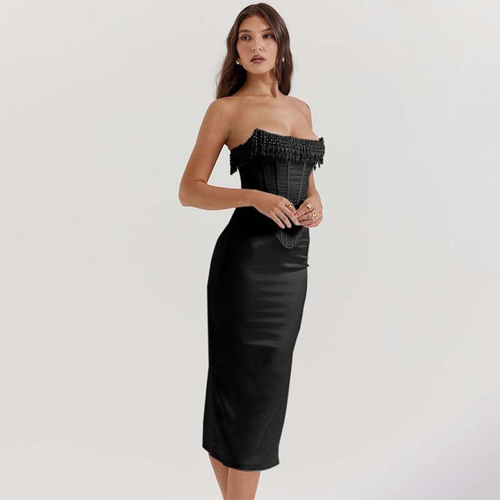 Elegante Abito Lungo Sharlene Senza Spalline