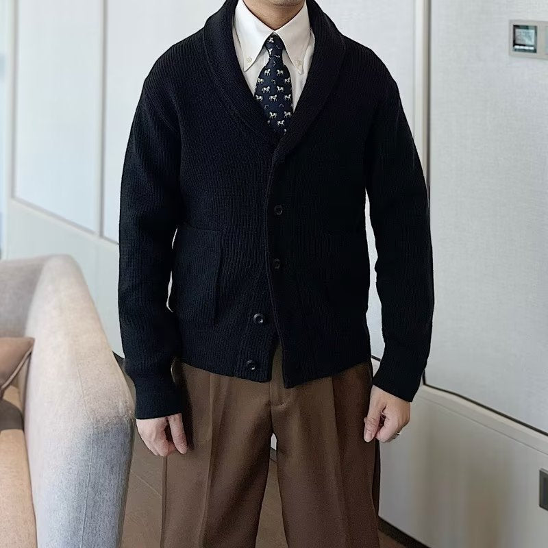 Cardigan Uomo Scollo a V Taglio Ampio Autunnale