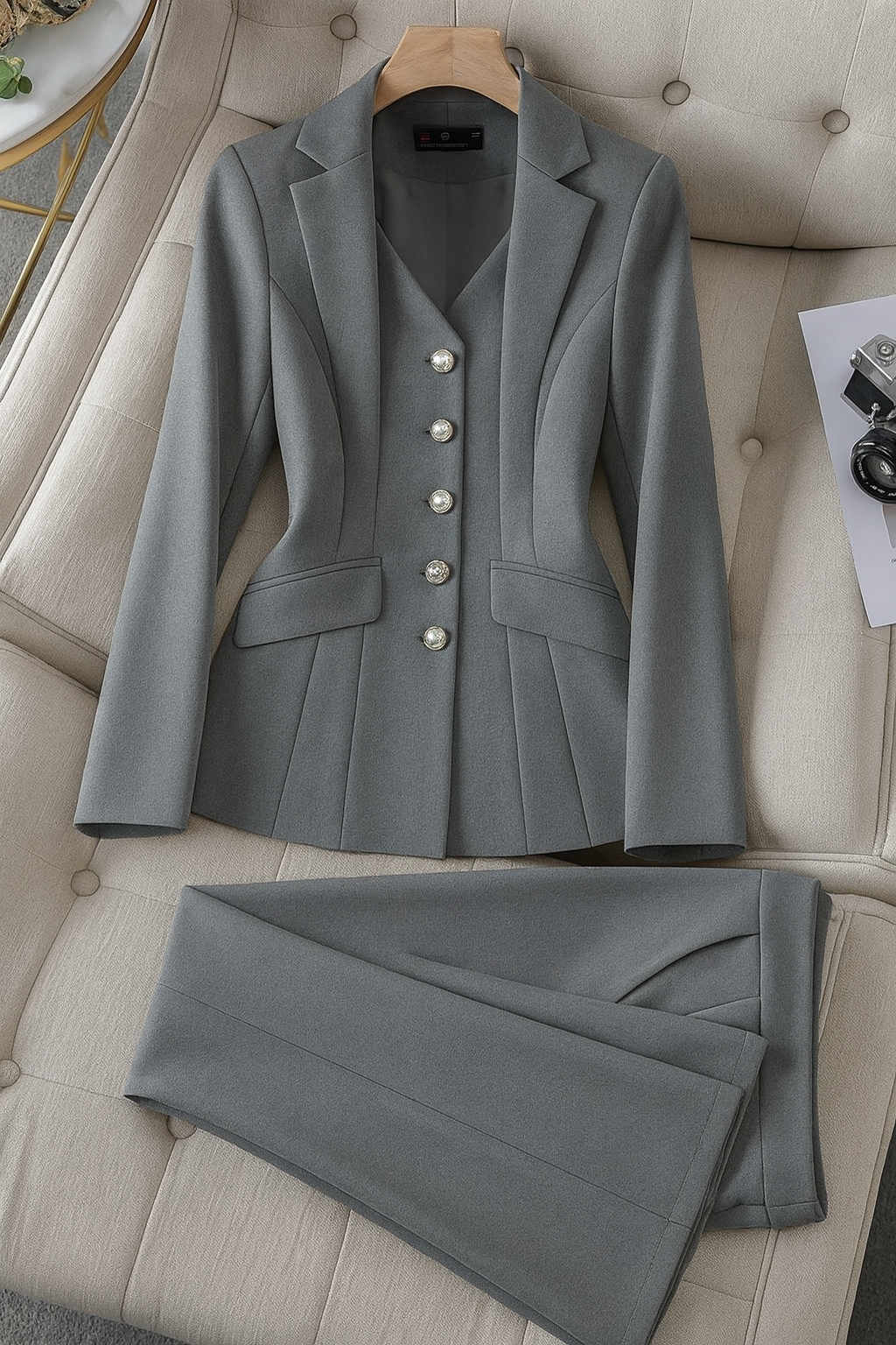 Tailleur Donna Suit con Blazer Foderato e Pantalone Regular Fit