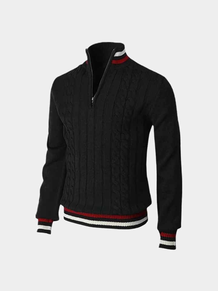 Maglione essenziale con collo alto e mezza zip