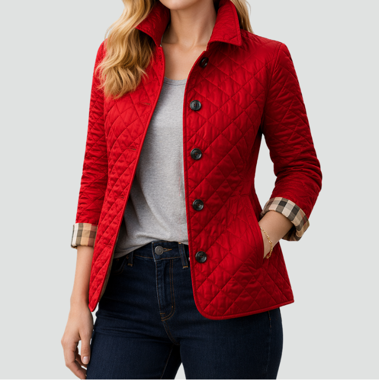 Giacca Donna Trapuntata Regular Fit con Collo e Bottoni