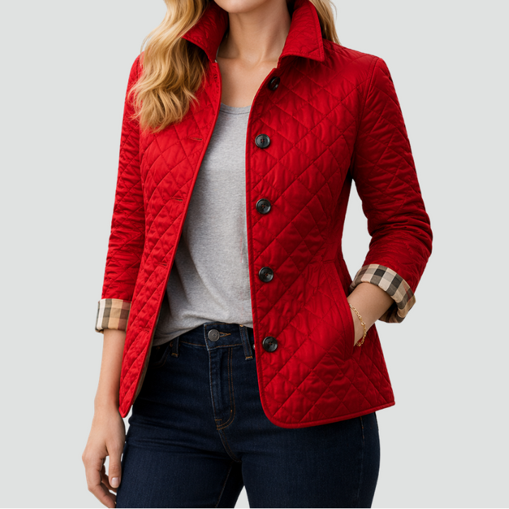 Giacca Donna Trapuntata Regular Fit con Collo e Bottoni