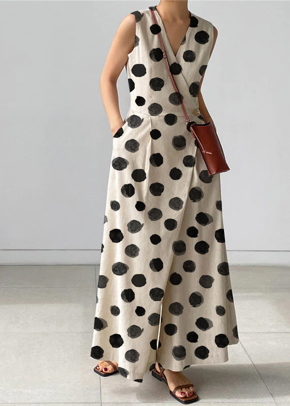Classico Jumpsuit Donna Scollo a V con Tasche