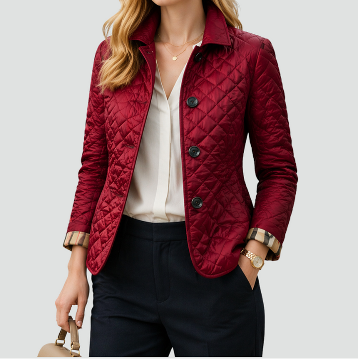 Giacca Donna Trapuntata Regular Fit con Collo e Bottoni