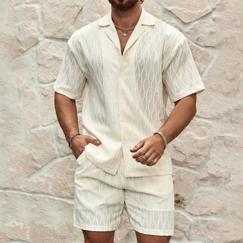 Completo uomo estivo camicia e shorts cotone