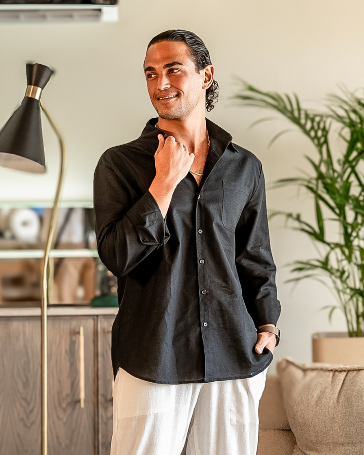 Camicia in Lino Uomo 100% Lino Vestibilità Oversize