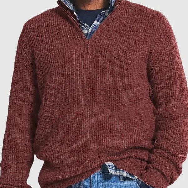 Maglione Uomo con Zip e Collo Alto Vestibilità Comoda
