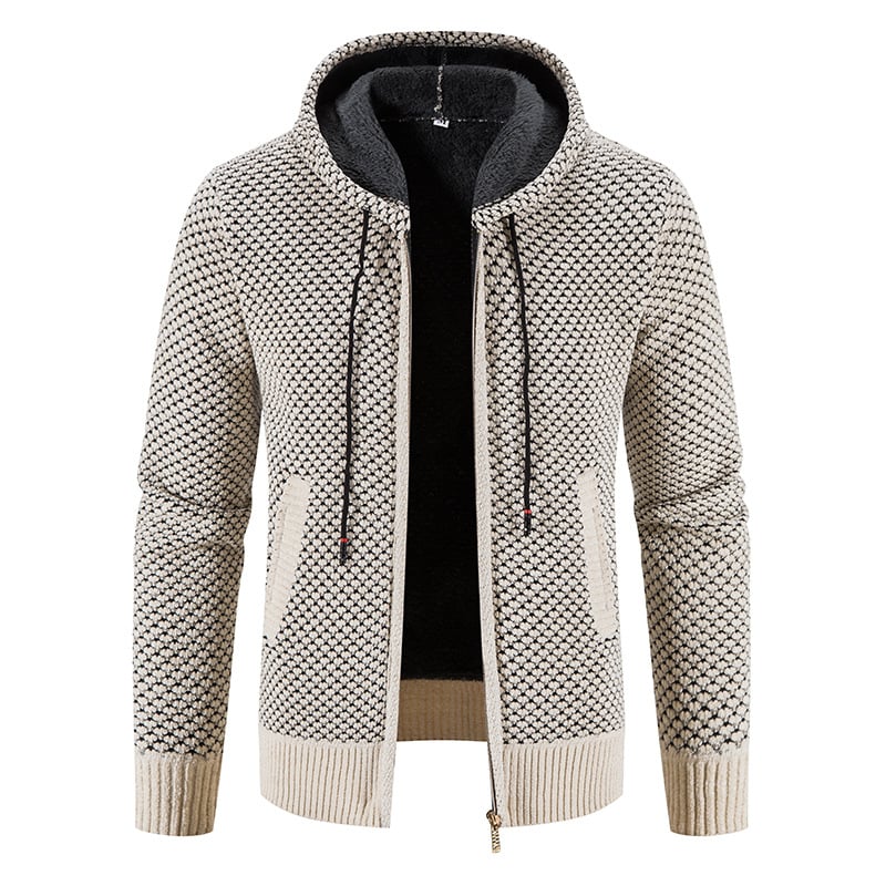 Cardigan Uomo con Cappuccio Foderato Zip Frontale