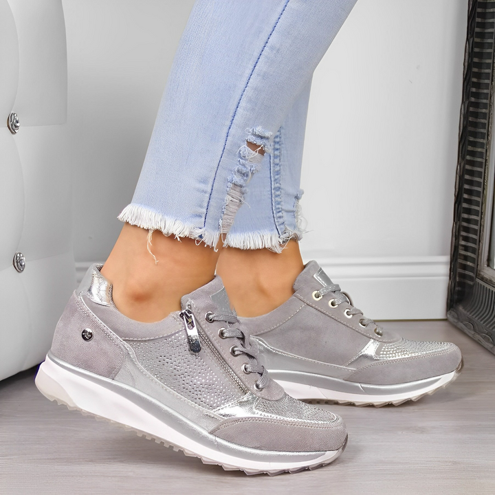 Sneakers Donna Comode con Zip e Suola Ammortizzata