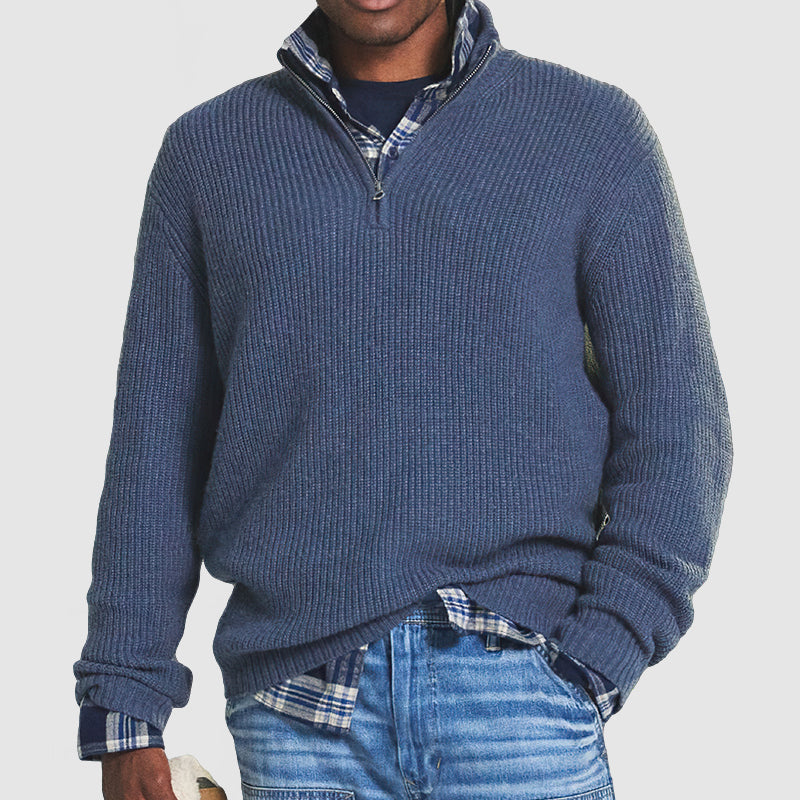 Maglione Uomo con Zip e Collo Alto Vestibilità Comoda