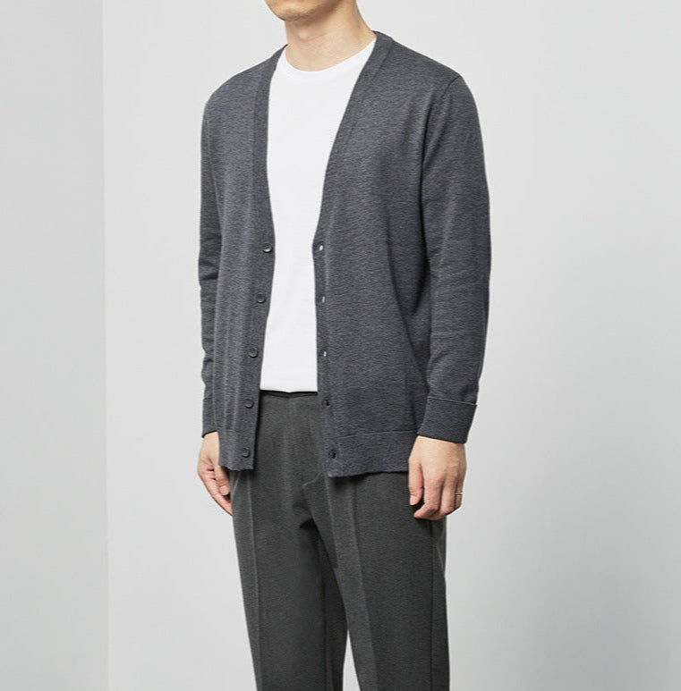 Maglione Cardigan Scollo a V Uomo Slim Fit in Cotone