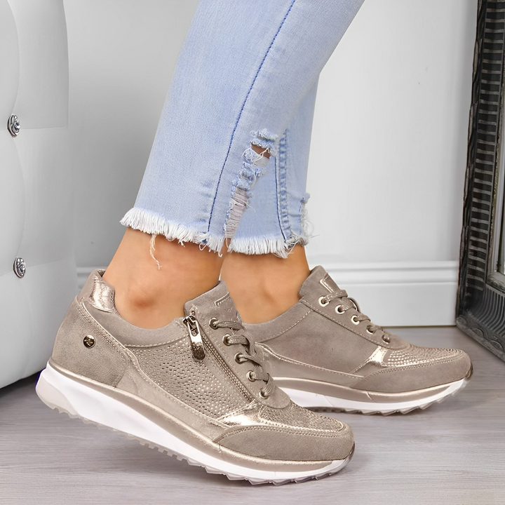 Sneakers Donna Comode con Zip e Suola Ammortizzata