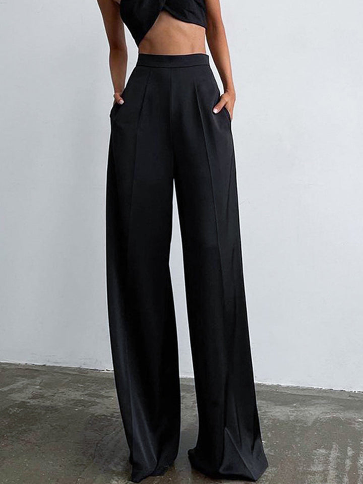 Pantaloni donna palazzo raso eleganti