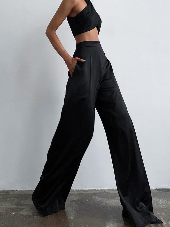 Pantaloni donna palazzo raso eleganti