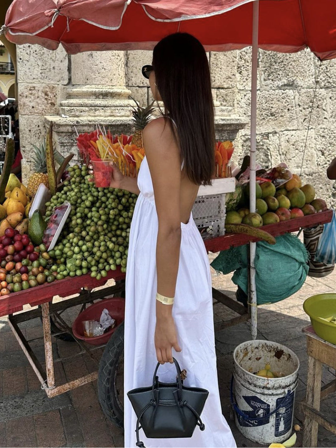 Elegante Abito Lungo Schiena Scoperta Scollo a V